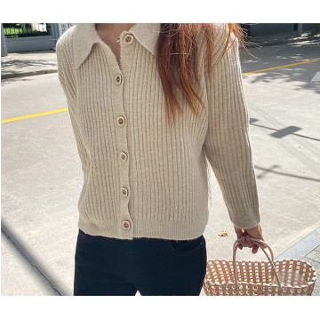 Knitted cotton temperament commuter cardigan